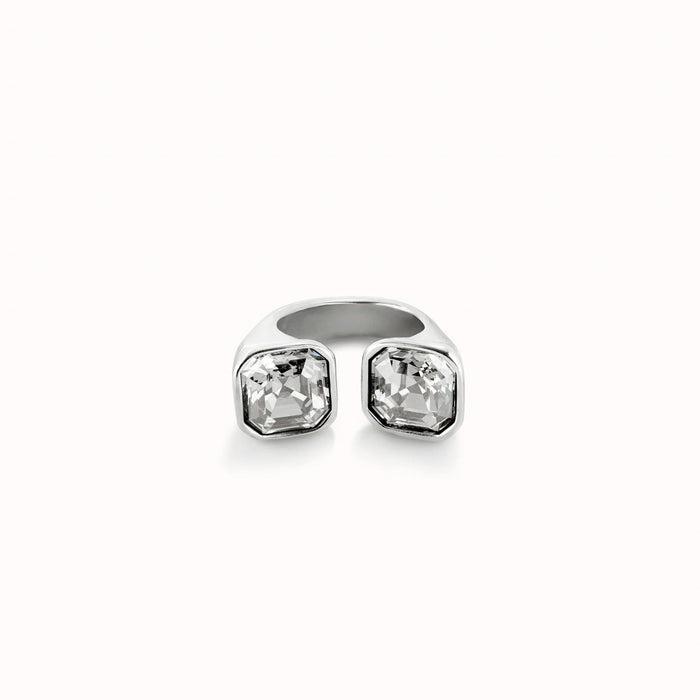 UNO DE 50-Anello placcato argento sterling con cristallo bianco