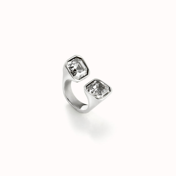 UNO DE 50-Anello placcato argento sterling con cristallo bianco