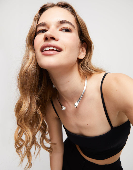 UNO DE 50-Collana placcata argento sterling con cristallo bianco