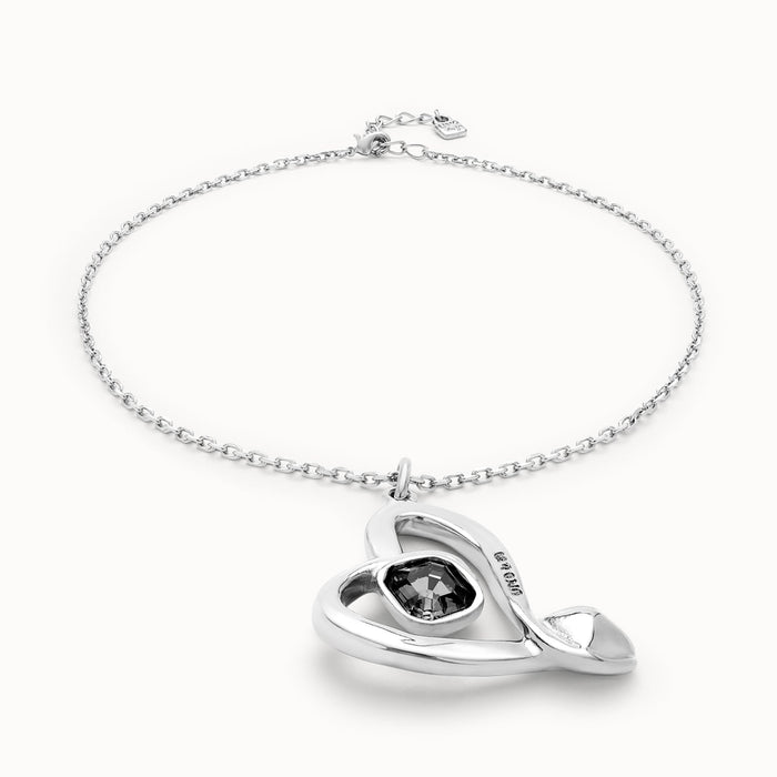 UNO DE 50-Ciondolo medio placcato argento Sterling e cuore con cristallo sfaccettato verde