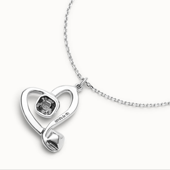 UNO DE 50-Ciondolo medio placcato argento Sterling e cuore con cristallo sfaccettato verde