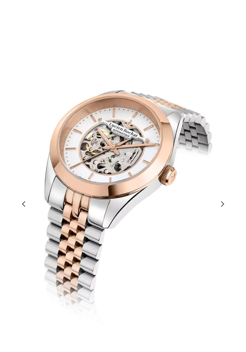 Lucien Rochat Orologio Madame Automatico da Donna scheletrato Bianco e Rose Gold. R0423114501