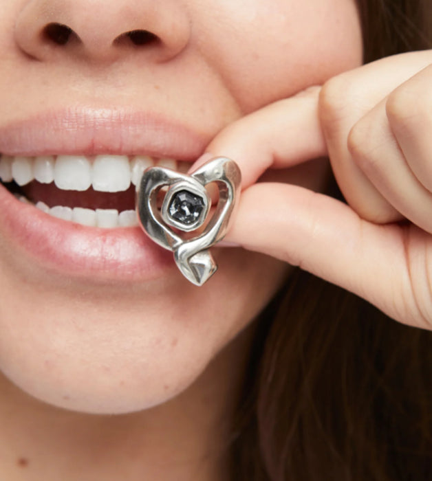 UNO DE 50-Anello placcato argento Sterling con cuore grande