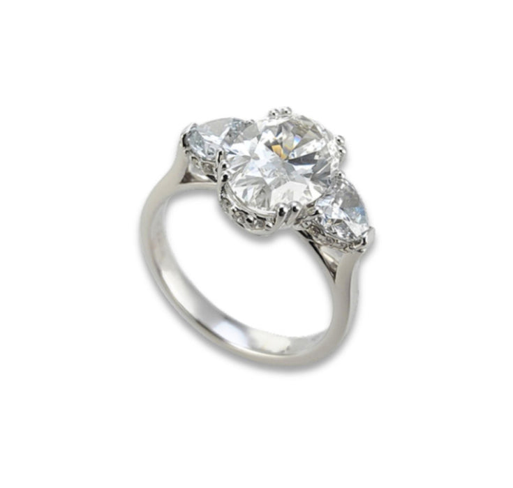 X DIAMOND: ANELLO ORO BIANCO 18KT LAB G.D. ct. Tot 2,4 (cent.1,63) OVALE