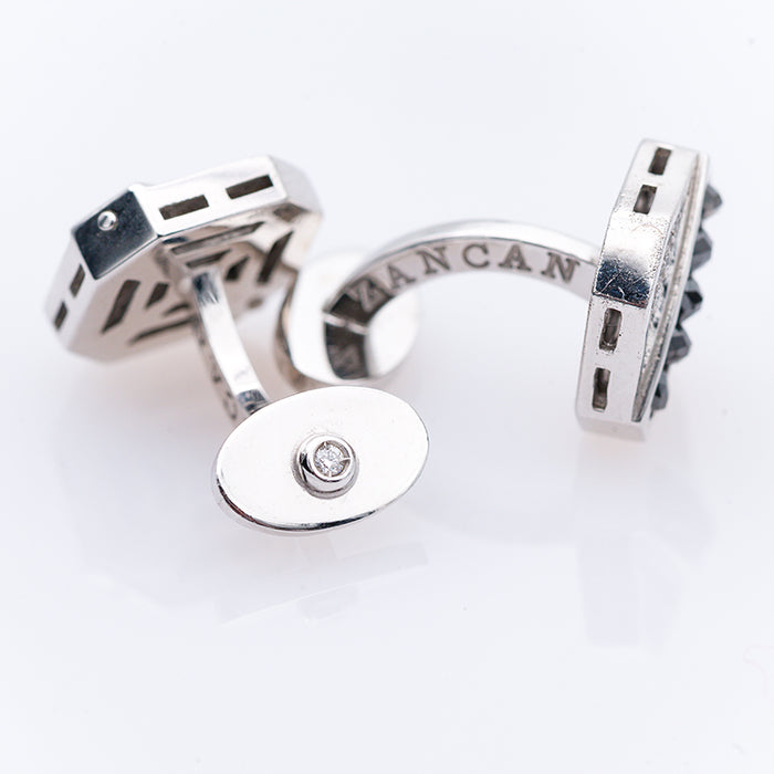 ZANCAN-GEMELLI-ORO BIANCO -DIAMANTI NATURALI BIANCHI-NERI