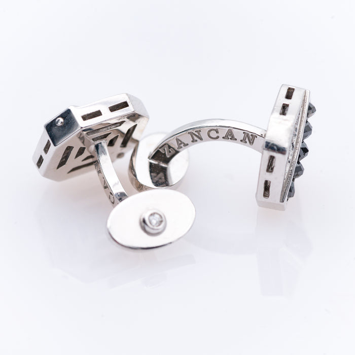 ZANCAN-GEMELLI-ORO BIANCO -DIAMANTI NATURALI BIANCHI-NERI