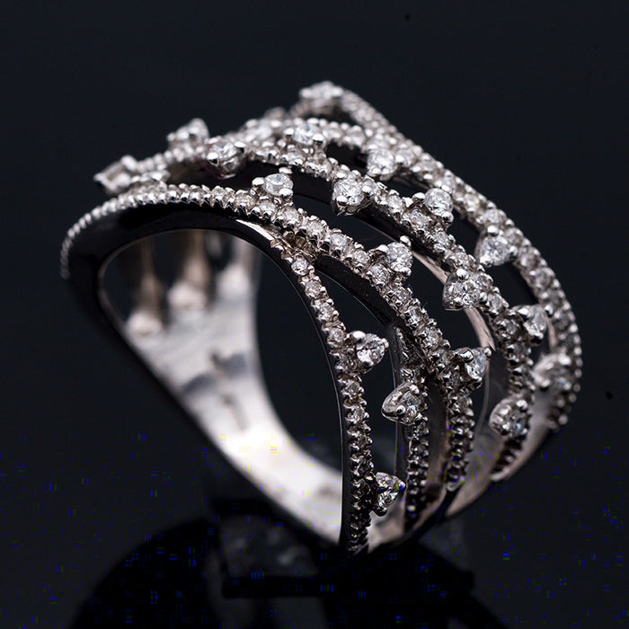 DAVITE E DELUCCHI-ANELLO DONNA IN ORO BIANCO E DIAMANTI NATURALI