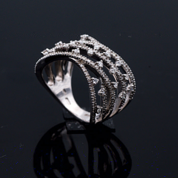 DAVITE E DELUCCHI-ANELLO DONNA IN ORO BIANCO E DIAMANTI NATURALI