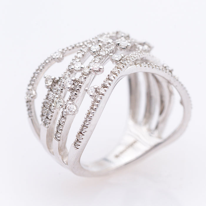 DAVITE E DELUCCHI-ANELLO DONNA IN ORO BIANCO E DIAMANTI NATURALI