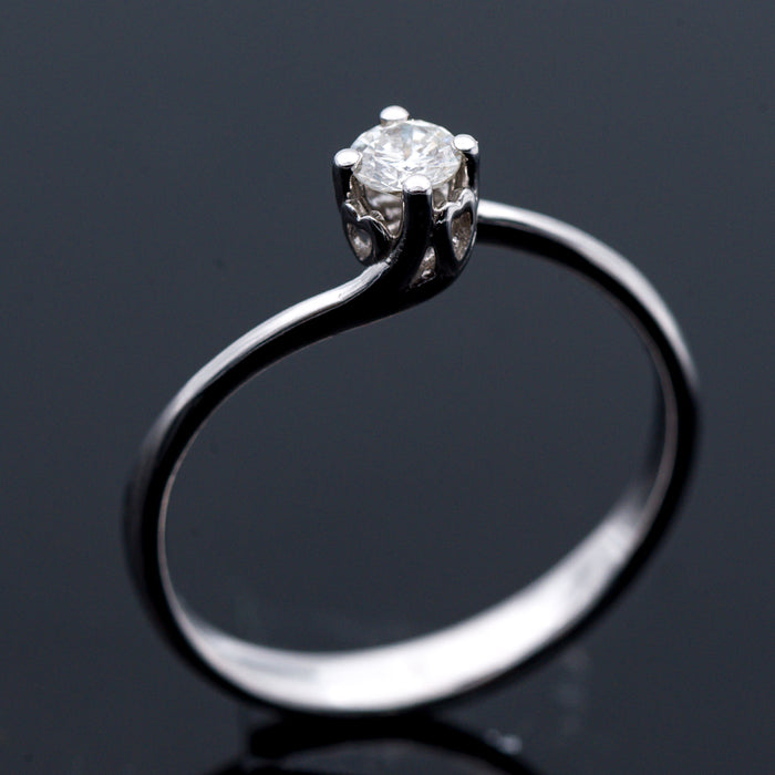 ANELLO ORO BIANCO 18 CARATI CON DIAMANTE NATURALE