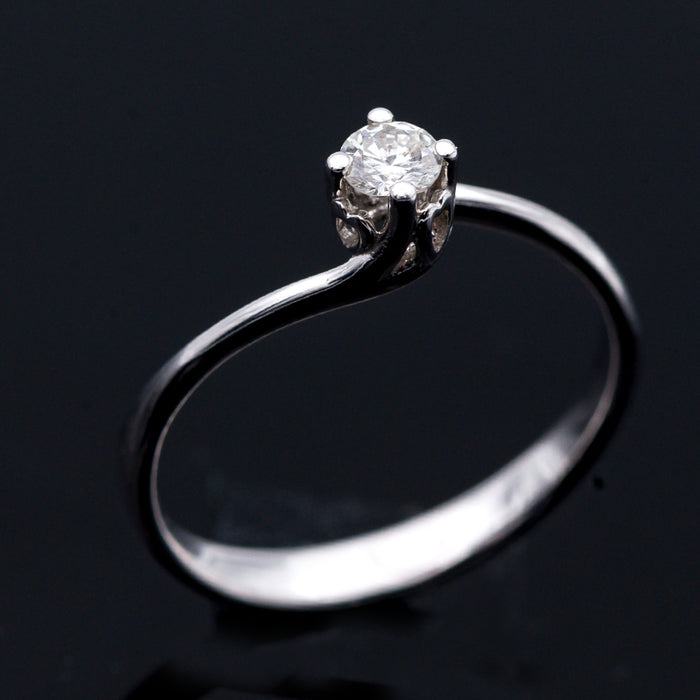 ANELLO ORO BIANCO 18 CARATI CON DIAMANTE NATURALE