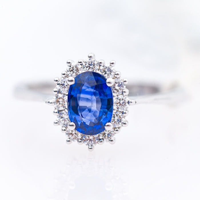 GIORGIO VISCONTI-ANELLO DONNA-ORO 18 CARATI-ZAFFIRO-DIAMANTI NATURALI