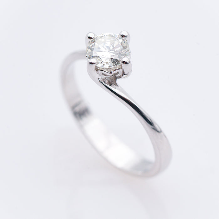 ANELLO DONNA -ORO BIANCO 18 CARATI-DIAMANTE NATURALE