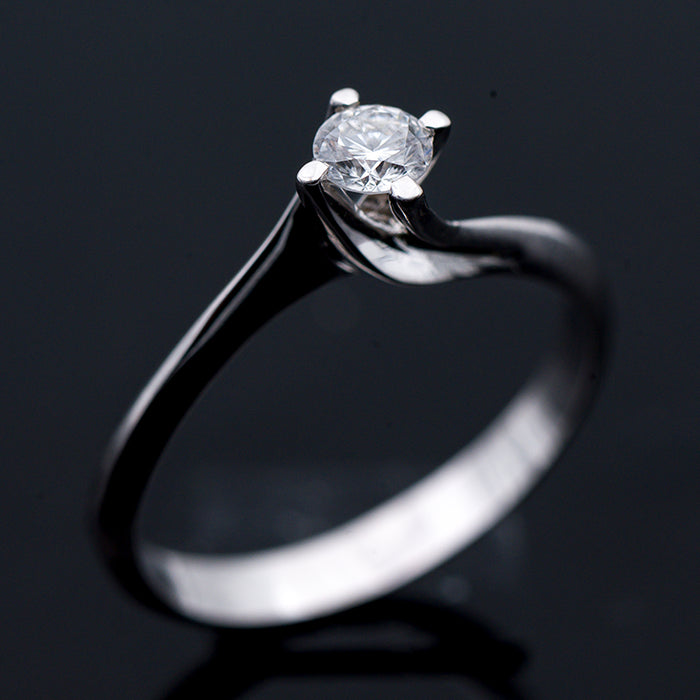 ANELLO DONNA SOLITARIO ORO BIANCO 18 CARATI-DIAMANTE NATURALE