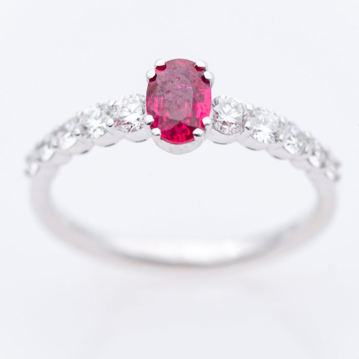 GIORGIO VISCONTI-ANELLO DONNA-ORO 18 CARATI-RUBINO-DIAMANTI NATURALI