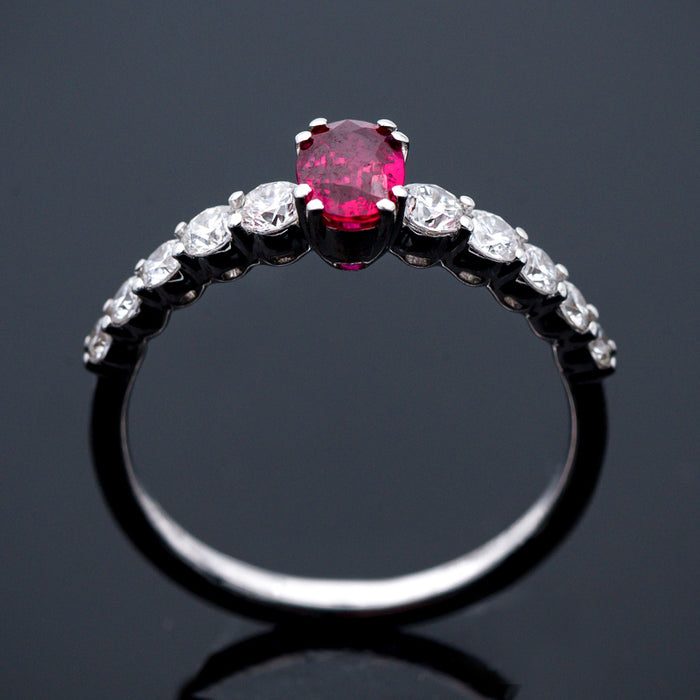 GIORGIO VISCONTI-ANELLO DONNA-ORO 18 CARATI-RUBINO-DIAMANTI NATURALI