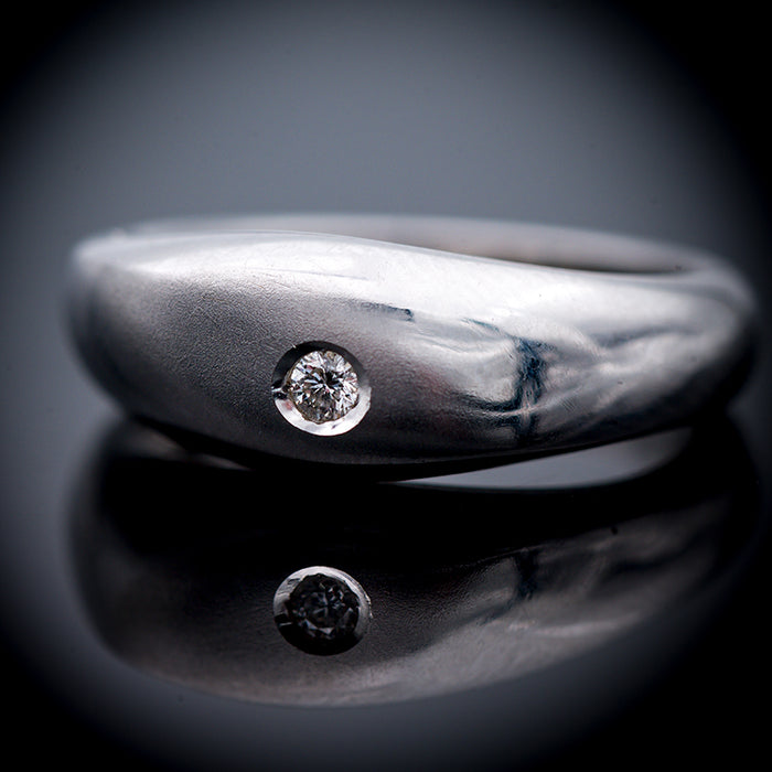 ANELLO UOMO ORO BIANCO 18 CARATI E DIAMANTE NATURALE