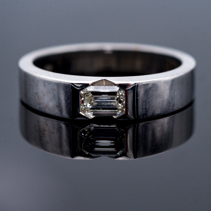 CREAZIONE PRIVATA-ANELLO UOMO ORO BIANCO 18 CARATI-DIAMANTE NATURALE