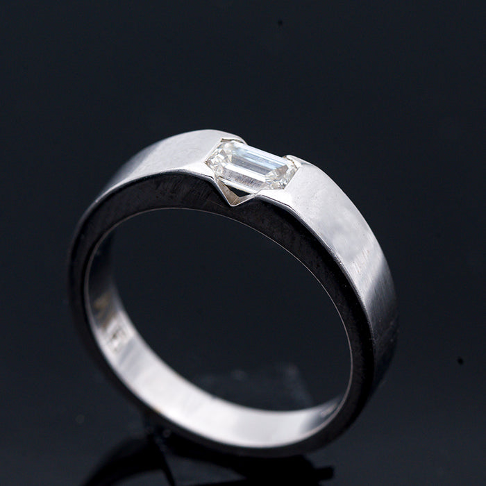 CREAZIONE PRIVATA-ANELLO UOMO ORO BIANCO 18 CARATI-DIAMANTE NATURALE