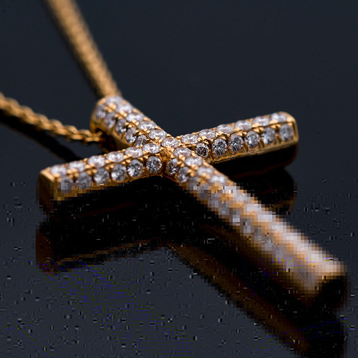 GIORGIO VISCONTI-GIROCOLLO DONNA-CROCE ORO ROSA 18 CARATI-DIAMANTI NATURALI