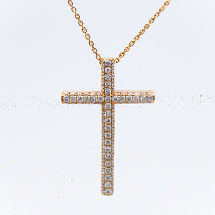 GIORGIO VISCONTI-GIROCOLLO DONNA-CROCE ORO ROSA 18 CARATI-DIAMANTI NATURALI