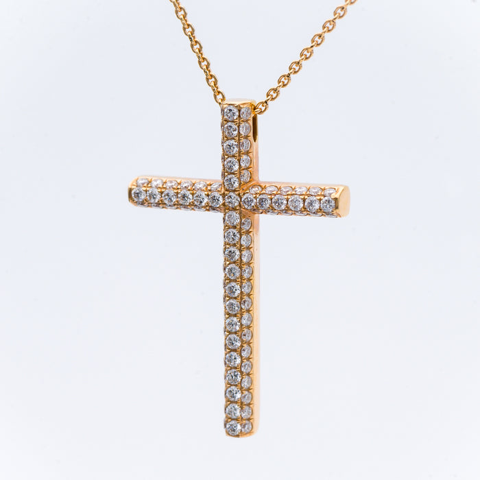 GIORGIO VISCONTI-GIROCOLLO DONNA-CROCE ORO ROSA 18 CARATI-DIAMANTI NATURALI