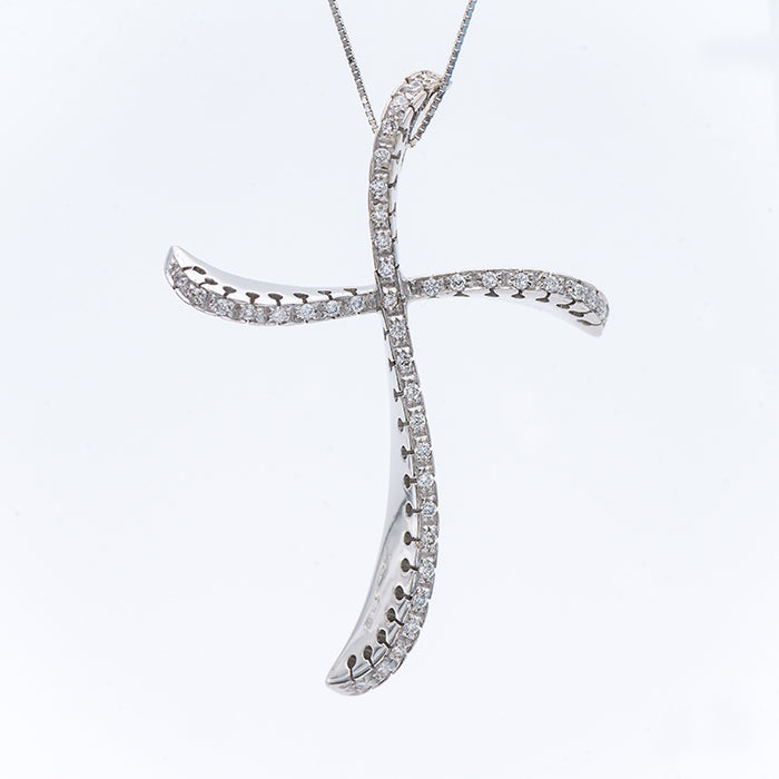 MAIORANA- GIROCOLLO DONNA ORO BIANCO 18 CARATI -DIAMANTI NATURALI