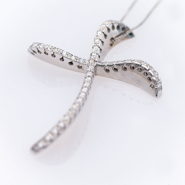 MAIORANA- GIROCOLLO DONNA ORO BIANCO 18 CARATI -DIAMANTI NATURALI