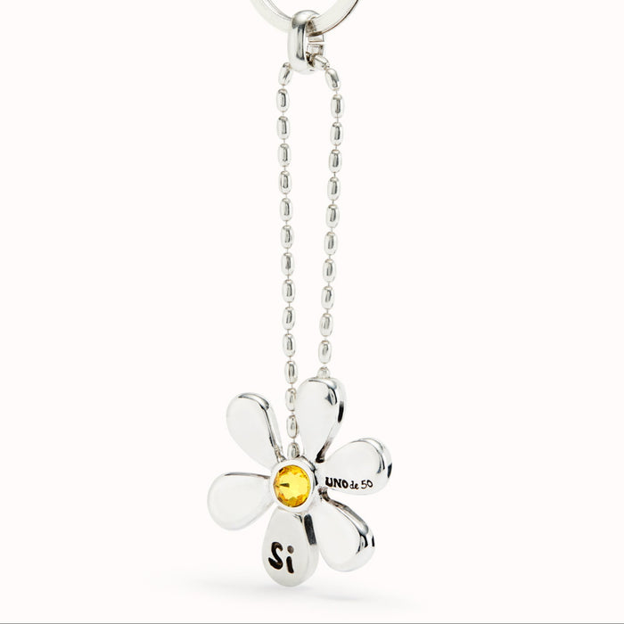 UNO DE 50-Portachiavi fiore placcato argento Sterling