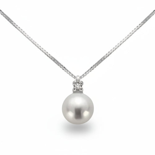 Collana in oro bianco con perla e diamante