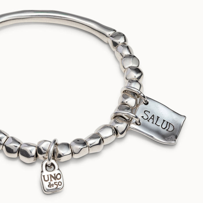 UNO DE 50-Bracciale di perline ed elemento tubolare placcato argento