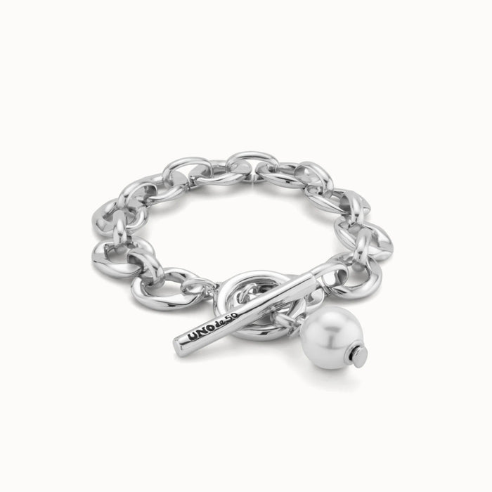 UNO DE 50-Bracciale placcato argento Sterling con maglie e charm a perla