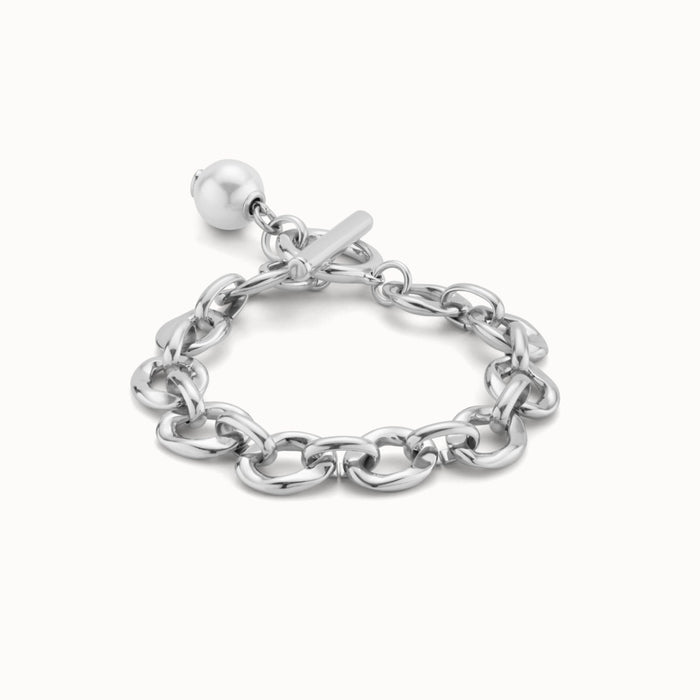 UNO DE 50-Bracciale placcato argento Sterling con maglie e charm a perla