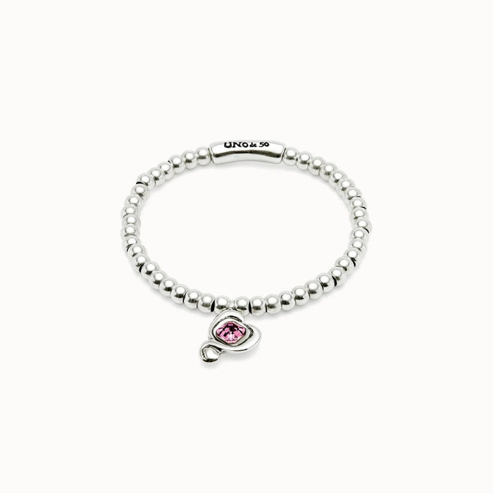 UNO DE 50-Bracciale a sfere placcate argento Sterling con cuore con cristallo azzurro